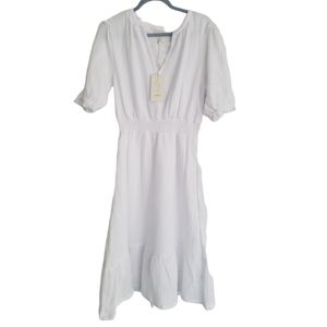 NWT Joie White 100%Cotton Short Sleeve Long Dress Size Medium